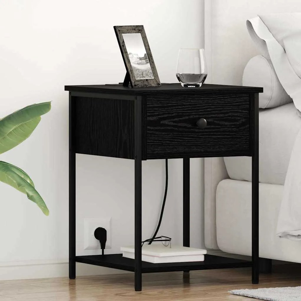 vidaXL Κομοδίνο Μαύρη δρυς 42 x 41 x 56 εκ. Επεξεργασμένο ξύλο