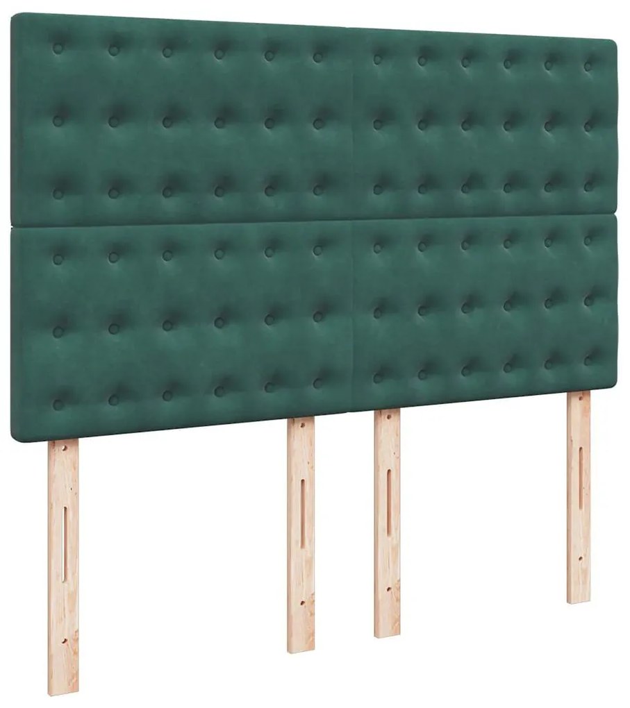 vidaXL Κρεβάτι Boxspring με Στρώμα Σκούρο Πράσινο 160x200εκ. Βελούδινο