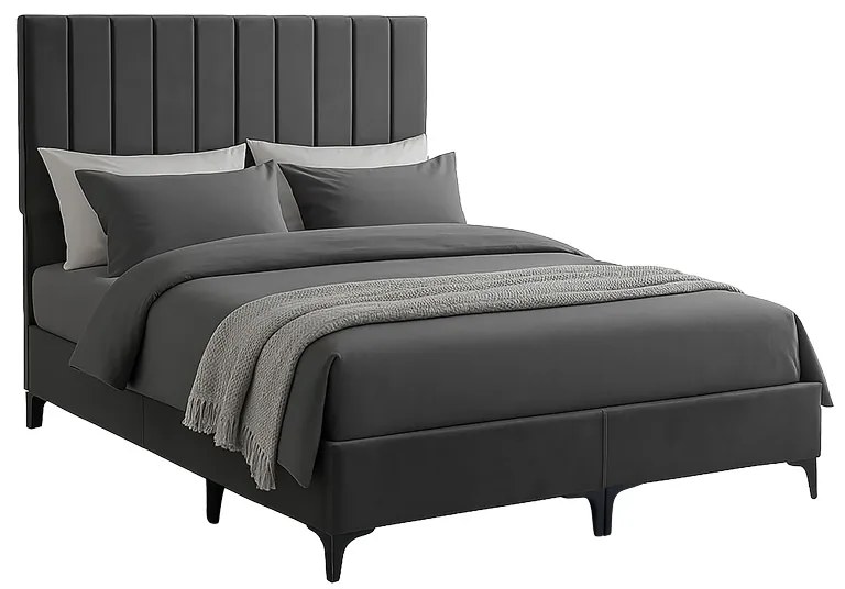 Κρεβάτι Moega pakoworld ύφασμα σε ανθρακί απόχρωση 160x200εκ 323-000018