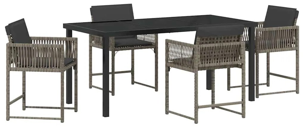 vidaXL Σέτ φαγητού για κήπο 5 pcs Γκρι συνθετικό ρατάν