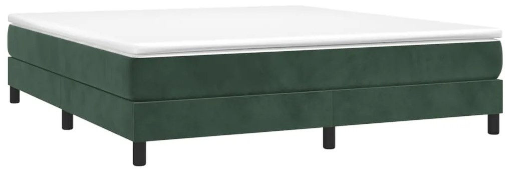 vidaXL Κρεβάτι Boxspring με Στρώμα Σκούρο Πράσινο 160x200εκ. Βελούδινο