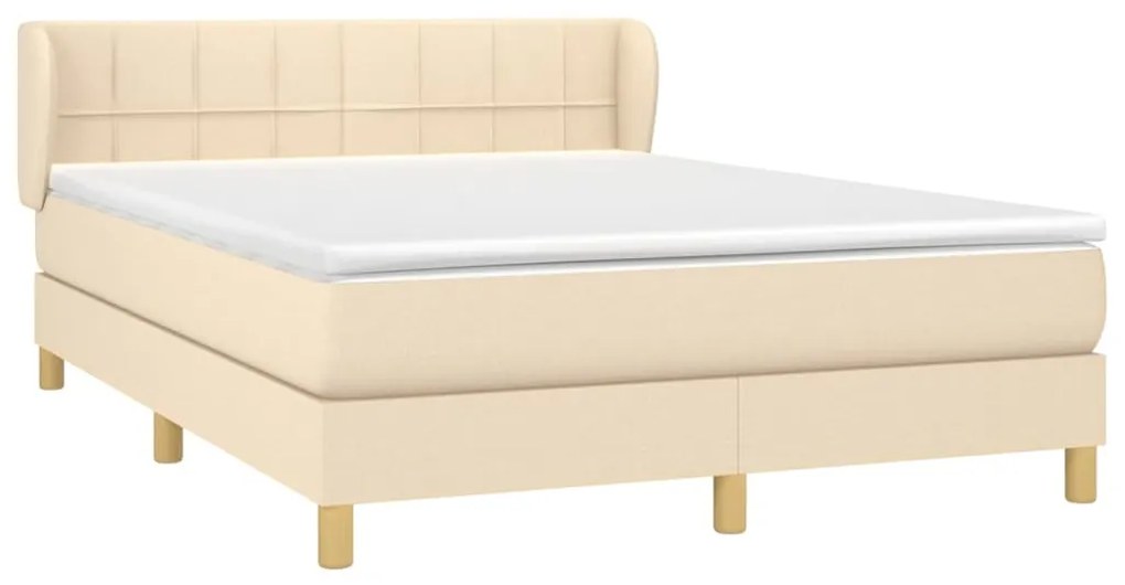 vidaXL Κρεβάτι Boxspring με Στρώμα Κρεμ 140x190 εκ. Υφασμάτινο