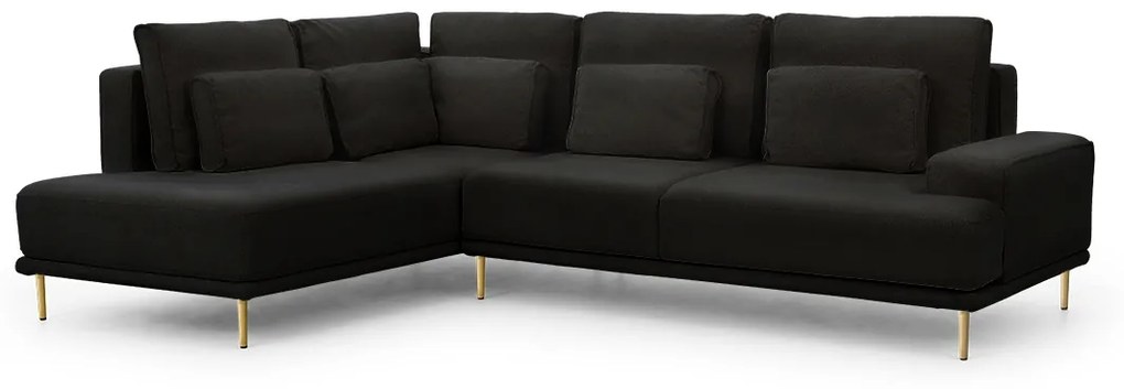 Γωνιακός καναπές Κρεβάτι NICOLE, μαύρο 277x93x200cm-Αριστερή γωνία-BOG5434