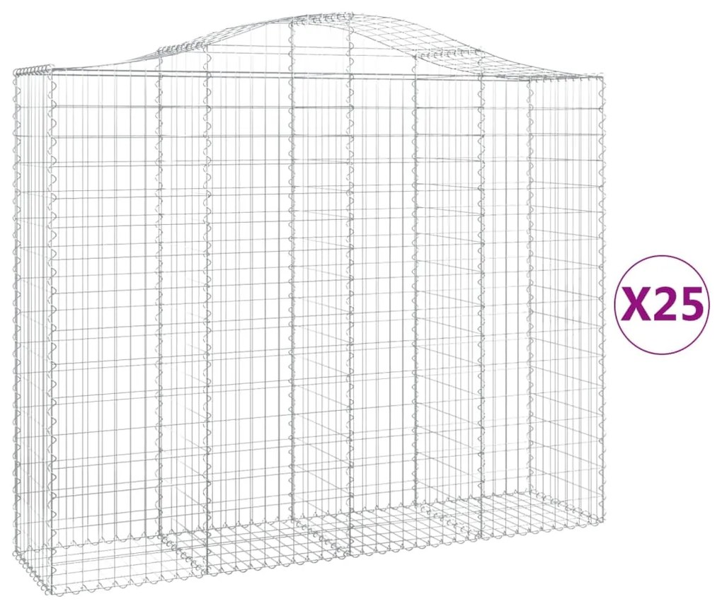 vidaXL Συρματοκιβώτια Τοξωτά 25 τεμ. 200x50x160/180 εκ. Γαλβαν. Ατσάλι