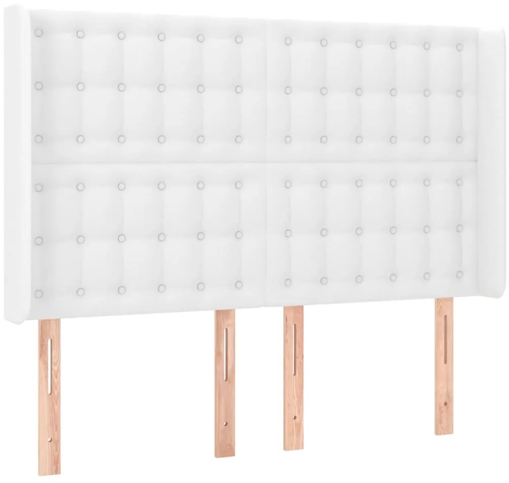 vidaXL Κεφαλάρι με Πτερύγια Λευκό 147x16x118/128 εκ. Συνθ. Δέρμα