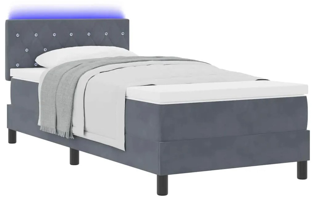 vidaXL Κρεβάτι με ελατήρια Σκούρο γκρι 100 x 200 cm Βελούδο