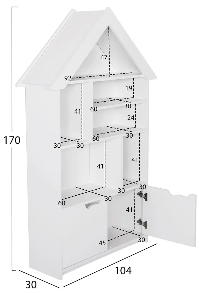ΠΑΙΔΙΚΗ ΒΙΒΛΙΟΘΗΚΗ DREY  ΜΕΛΑΜΙΝΗ ΛΕΥΚΗ 103x33x169Υεκ