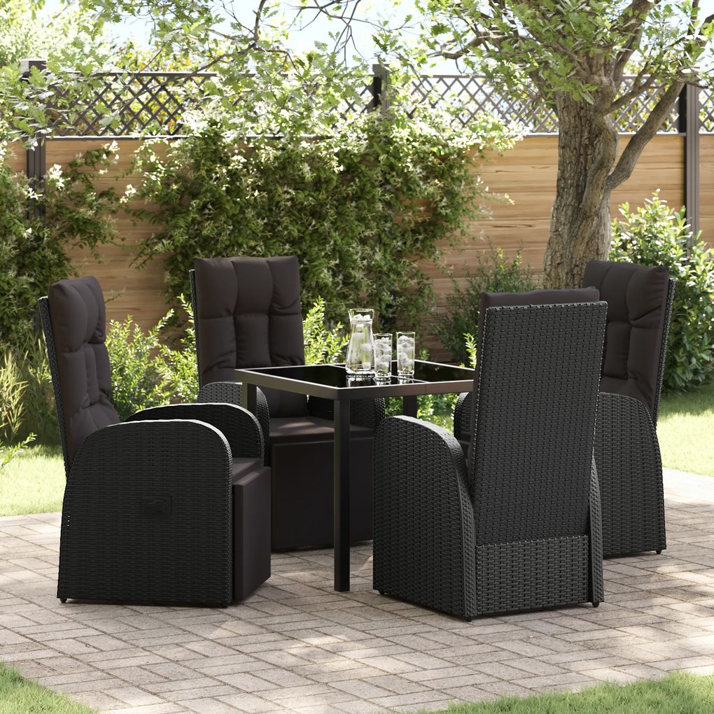 vidaXL Ανακλινόμενες Καρέκλες Κήπου 5 pcs Μαύρο 80 x 80 x 73 εκ