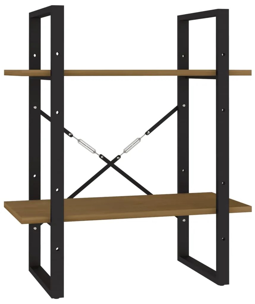 vidaXL Βιβλιοθήκη με 2 Ράφια Καφέ Μελί 60x30x70 εκ. Μασίφ Ξύλο Πεύκου