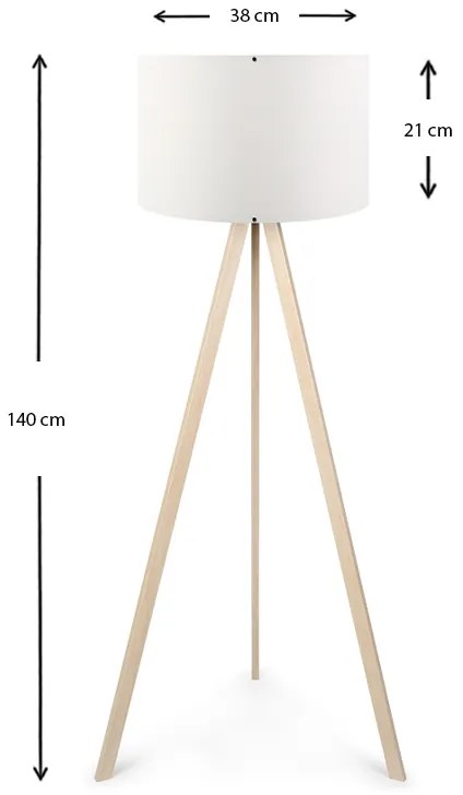 Φωτιστικό δαπέδου Rosling Megapap Mdf/ύφασμα Pvc χρώμα φυσικό/λευκό 38x21x140εκ.