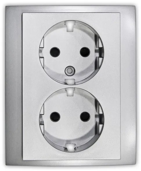 Πλαίσιο Πλακίδιο Πρίζας Σούκο Διπλό Lumen-15-0776-Ασημί 15-0776