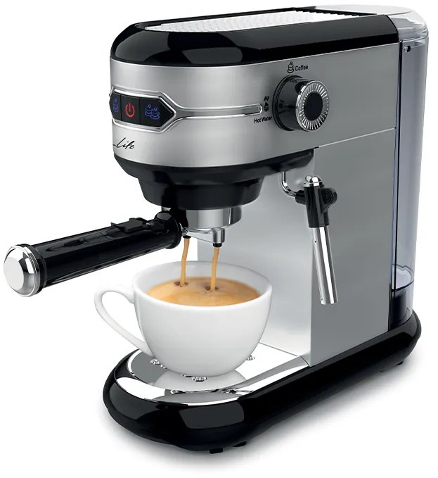 Life 221-0213 Origin Μηχανή Espresso 1450W Πίεσης 15bar Ασημί