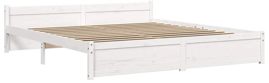 vidaXL Πλαίσιο Κρεβατιού Λευκό 180 x 200 εκ. Μασίφ Ξύλο Super King