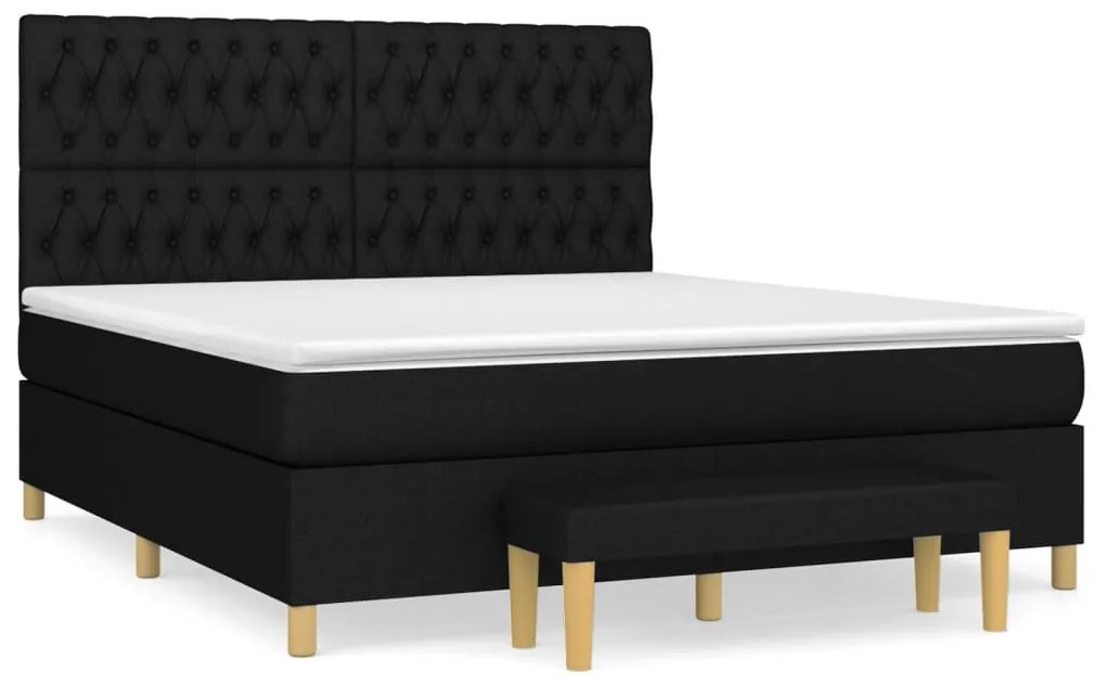 vidaXL Κρεβάτι Boxspring με Στρώμα Μαύρο 180x200 εκ. Υφασμάτινο