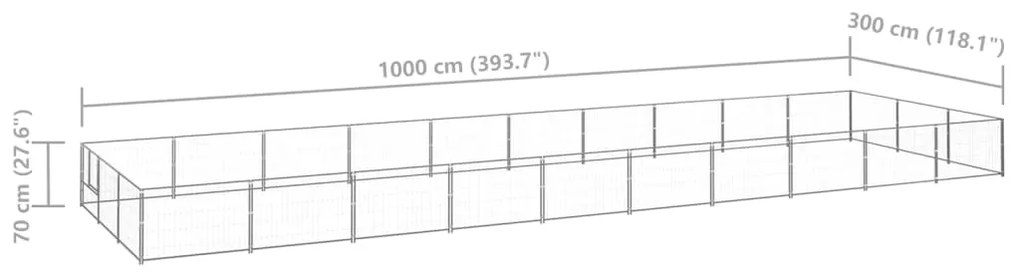 vidaXL Σπιτάκι Σκύλου Ασημί 30 μ² Ατσάλινο