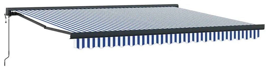 vidaXL Τέντα Πτυσσόμενη Μπλε και Λευκή 4 x 3 μ. Ύφασμα και Αλουμίνιο