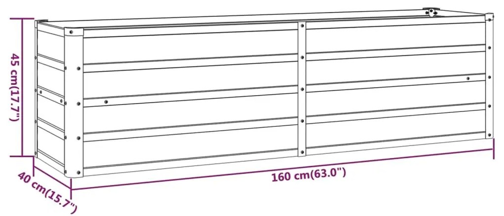 Ζαρντινιέρα Σκουριασμένο 160x40x45 εκ. Ατσάλι Σκληρυθέν Αέρα - Καφέ