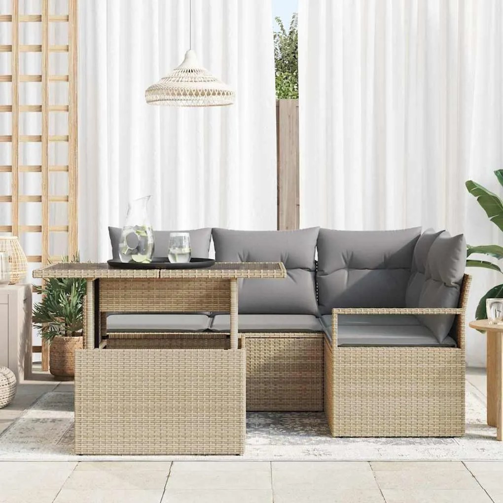 vidaXL Σετ Καναπέ Κήπου 5 pcs μπεζ και ανοιχτό γκρι 100 x 55 x 73 εκ