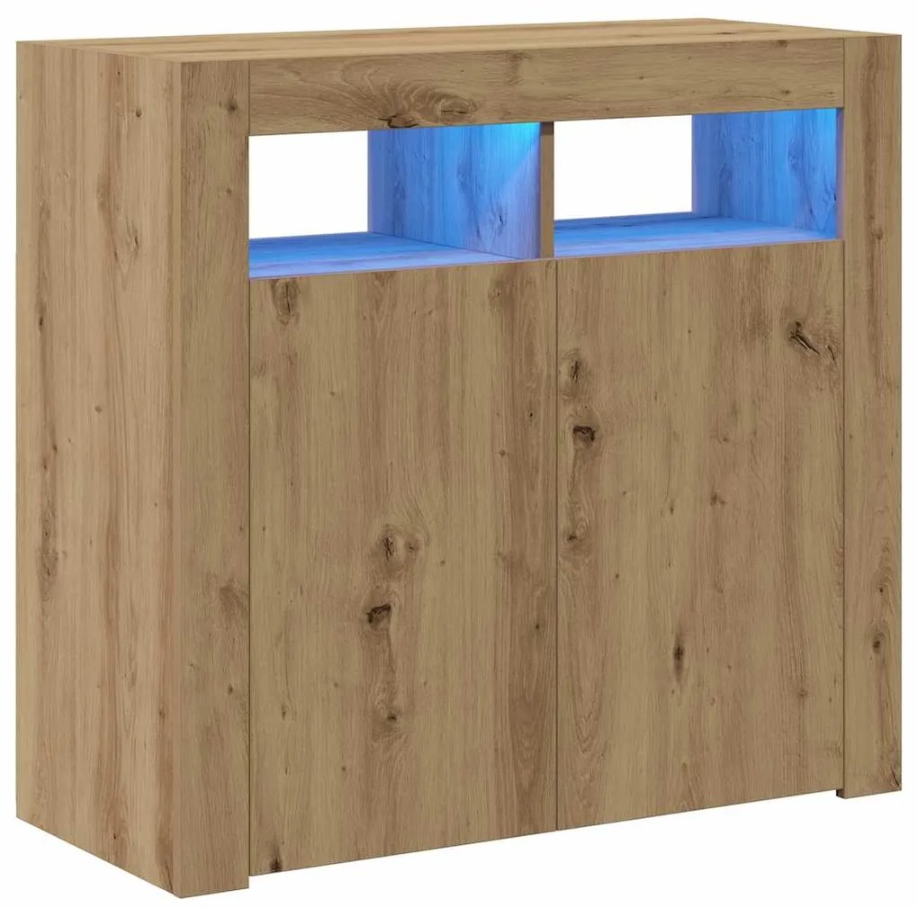 vidaXL Ντουλάπι με LED Αρτισιανή Δρυς 80 x 35 x 75 εκ. Επεξ. Ξύλο