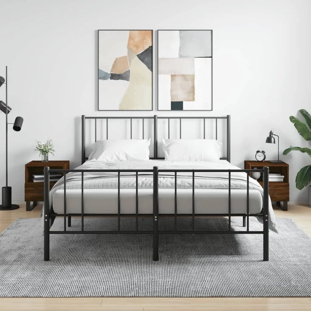 Κομοδίνα 2 τεμ. Καφέ Δρυς 40 x 35 x 47,5 εκ. από Επεξεργ. Ξύλο 827499