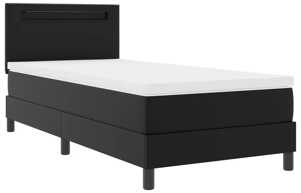vidaXL Κρεβάτι Box Spring με στρώμα σε μαύρο, 100 x 200 εκ, δερματίνη