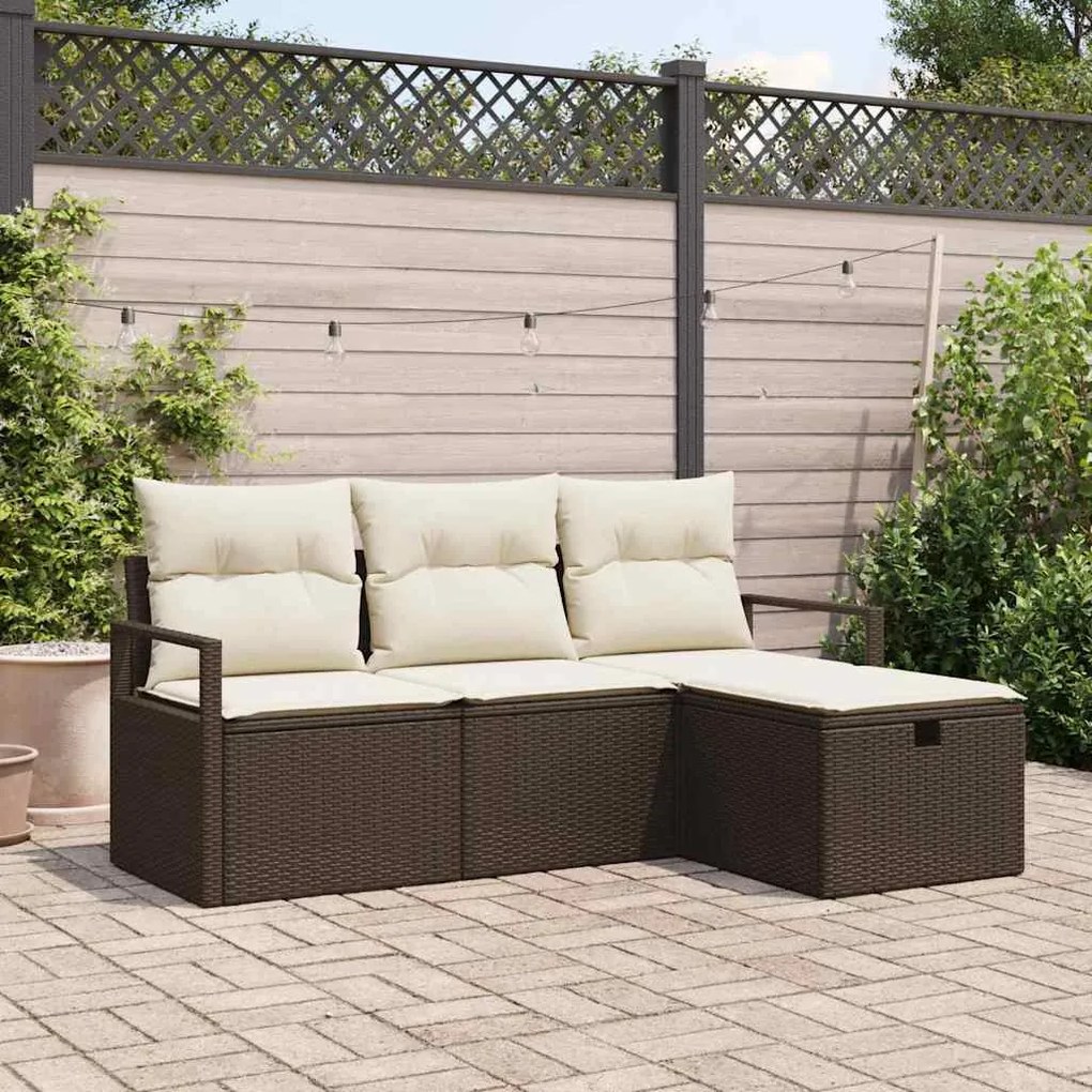 vidaXL Σετ Καναπέ Κήπου 4 pcs Καφέ και κρεμ 175 x 117 x 85 εκ.