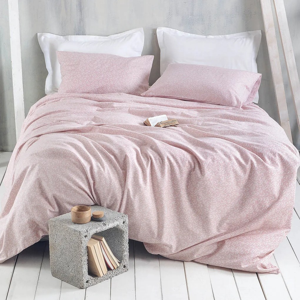 Φανελένια Σεντόνια Μονά (Σετ) Rythmos Flannel Melrose Pink Ροζ ΜΕ ΛΑΣΤΙΧΟ 105x205+25