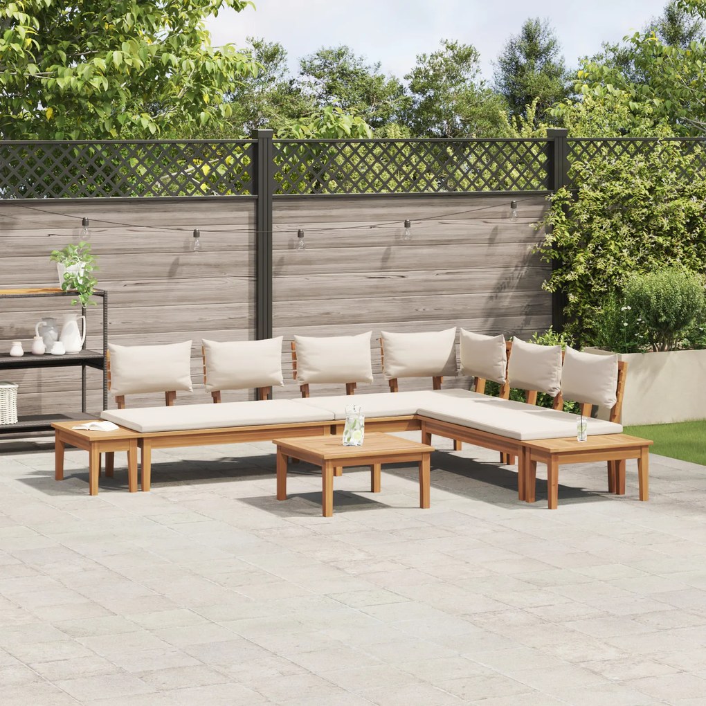 vidaXL Σετ Παγκάκι Κήπου 4 pcs Καφέ, Κρέμα Πολυ rattan, βαμμένο ατσάλι