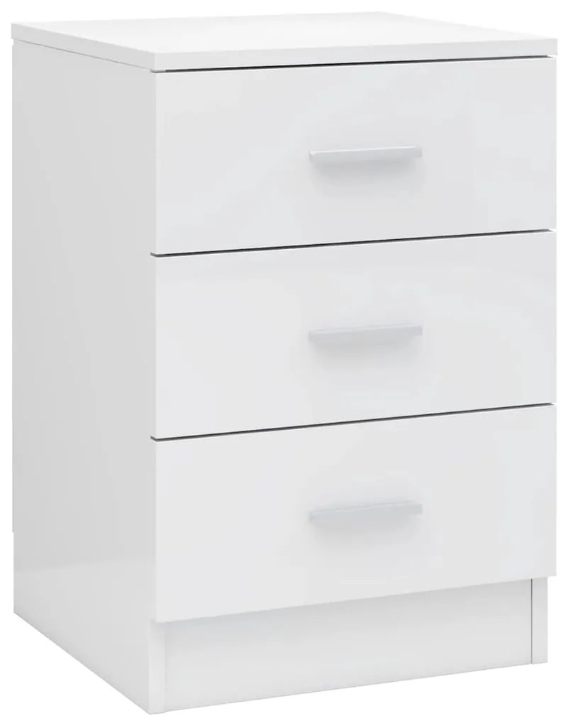 vidaXL Κομοδίνο Γυαλιστερό Λευκό 38 x 35 x 56 εκ. από Μοριοσανίδα