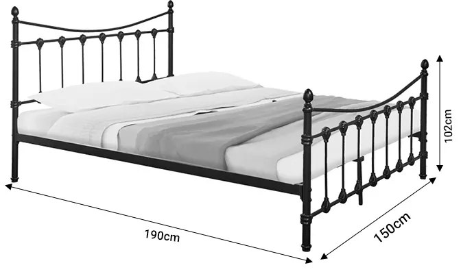 ΚΡΕΒΑΤΙ BEOWULF PAKOWORLD ΜΑΥΡΟ ΜΕΤΑΛΛΙΚΟ 150X200ΕΚ