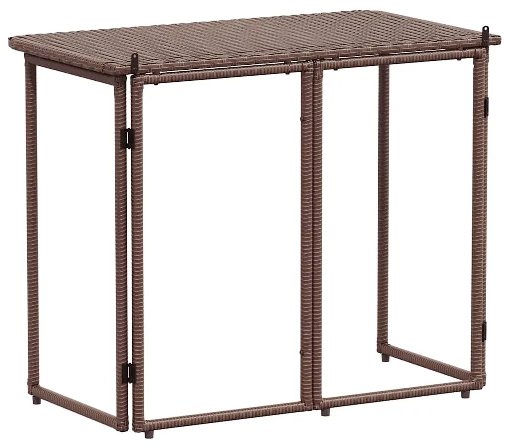 vidaXL Πτυσσόμενο τραπέζι κήπου καφέ 90x51x75 cm Poly Rattan