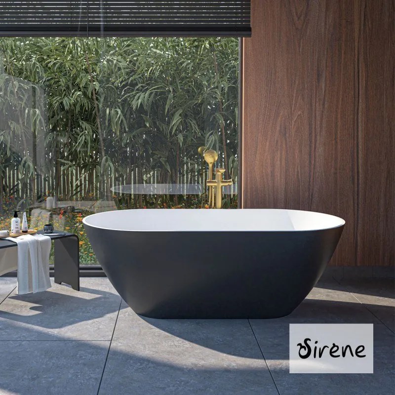 Sirene Cusco Bi-Color Μπανιέρα ελεύθερης τοποθέτησης 330lt Black-White Matt