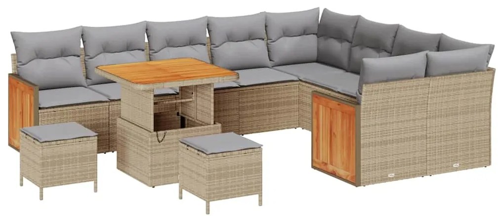 vidaXL Σετ Καναπέ Κήπου 12 pcs Μπεζ, Ανοιχτό γκρι 80 x 80 x 71 cm