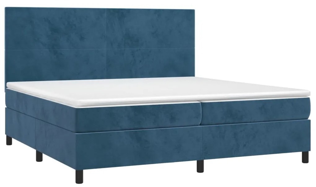 vidaXL Κρεβάτι Boxspring με Στρώμα Σκούρο Μπλε 200x200 εκ. Βελούδινο