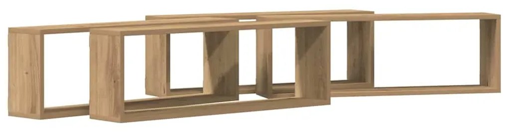 vidaXL Ράφι Τοίχου με ράφι 4 pcs Χειροποίητη δρυς 80 x 15 x 26 εκ.