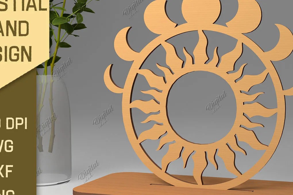 Intra απο ξύλο plywood 3mm-4mm πάχος Τρισδιάστατη Ουράνια Βάση. Λέιζερ Ήλιου και Σελήνης Δίασταση 30x20 cm INTRAFABR-86713366