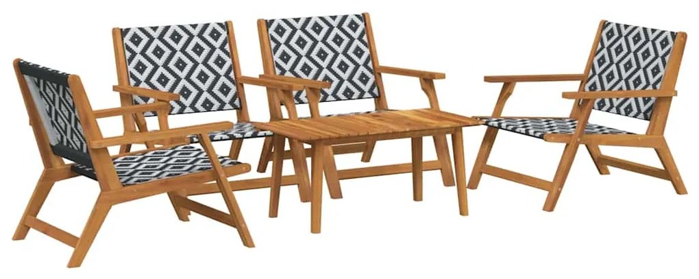 vidaXL Κήπου Καρέκλες με Τραπέζι 5 pcs Μαύρο 90 x 45 x 40 cm