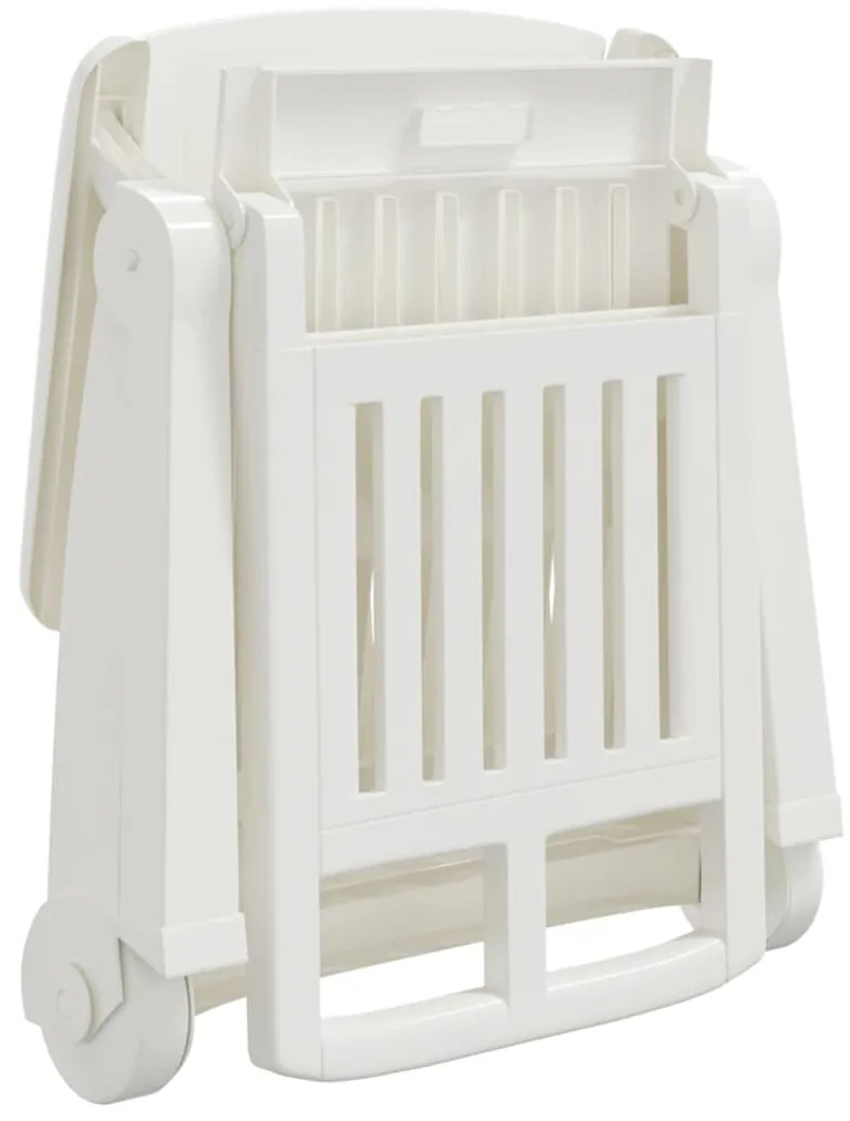 vidaXL Ξαπλώστρα Πτυσσόμενη με Ρόδες Λευκή από Πολυπροπυλένιο