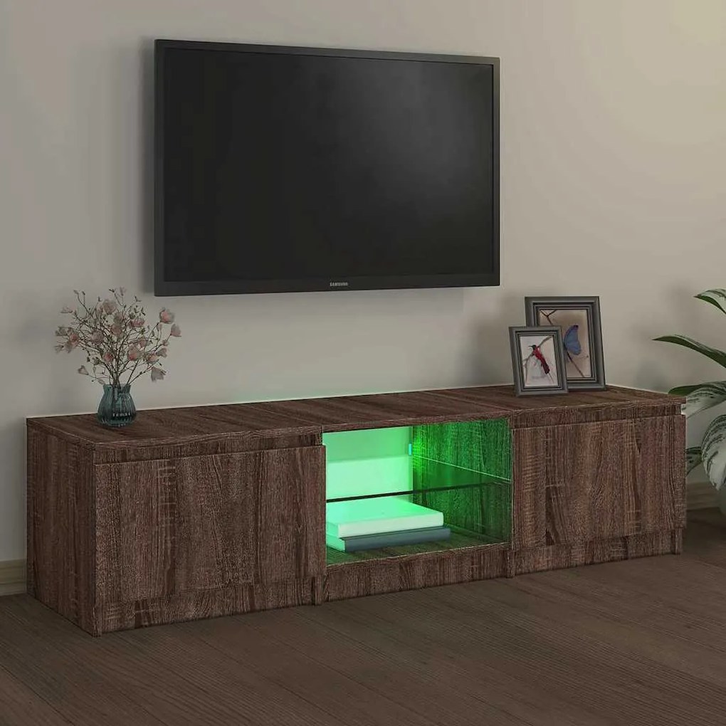 vidaXL Έπιπλο Τηλεόρασης με LED Καφέ δρυς 140x40x36 εκ.