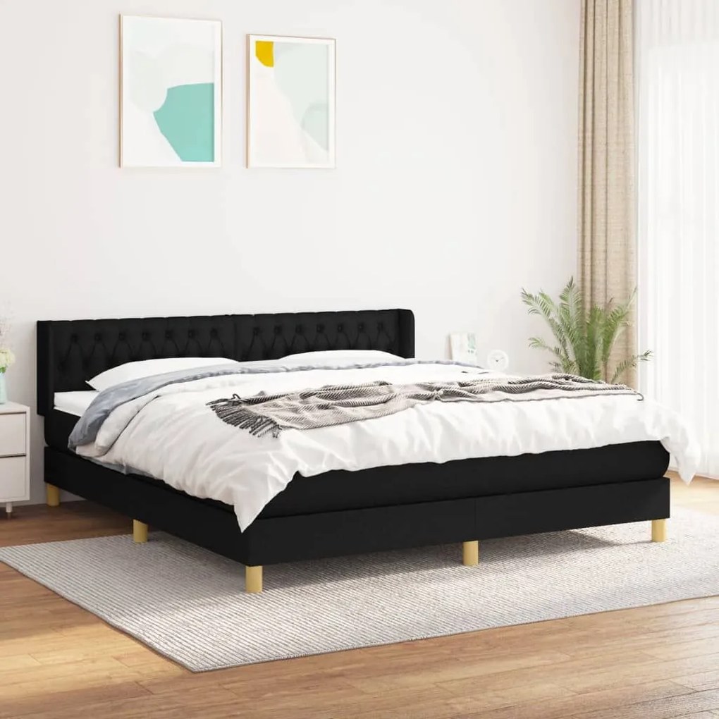 ΚΡΕΒΑΤΙ BOXSPRING ΜΕ ΣΤΡΩΜΑ ΜΑΥΡΟ 180X200 ΕΚ. ΥΦΑΣΜΑΤΙΝΟ 3130531