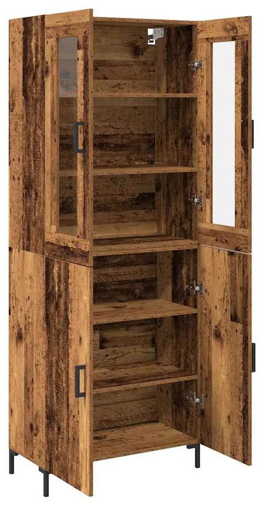 vidaXL Highboard Επιτοίχιο 2 pcs Παλαιό ξύλο 69.5 x 34 x 180 εκ.