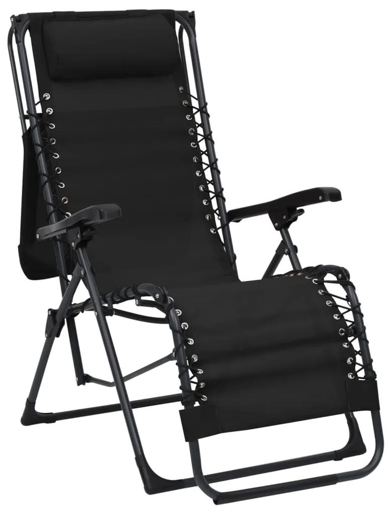 vidaXL Καρέκλες Εξ. Χώρου Πτυσσόμενες 2 τεμ. Μαύρες από Textilene