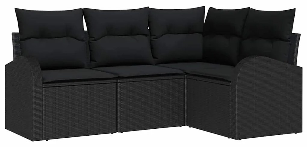 vidaXL Σετ Καναπέ Κήπου με μαξιλάρι 4 pcs Μαύρο Πολυ ράταν