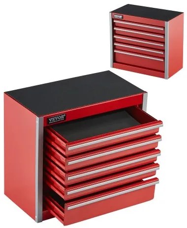 VEVOR Tool Box 8.6-inch Portable Metal Tool Box 5 Drawers Tool Organizer Red