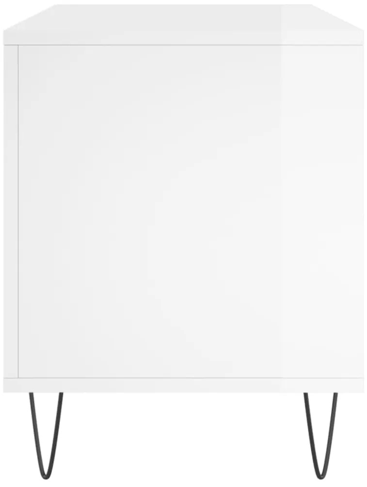 vidaXL Έπιπλο Δίσκων Γυαλ. Λευκό 100x38x48 εκ. από Επεξεργασμένο Ξύλο