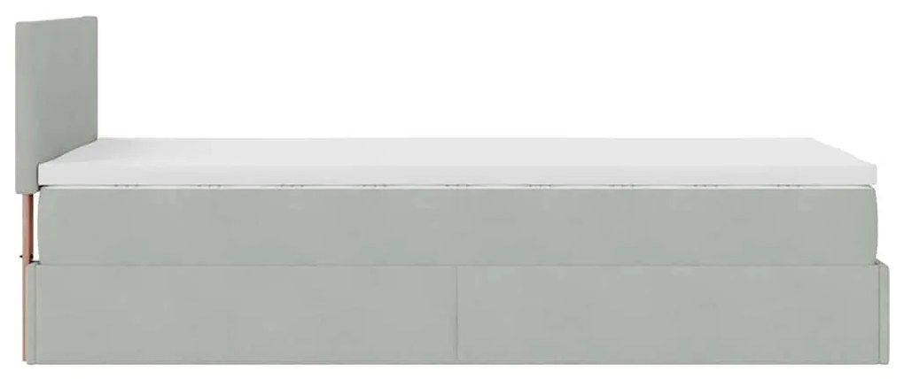 Οθωμανικό κρεβάτι με στρώμα&amp;LEDs Ανοιχτό γκρι 90x190cm Βελούδο 3312518