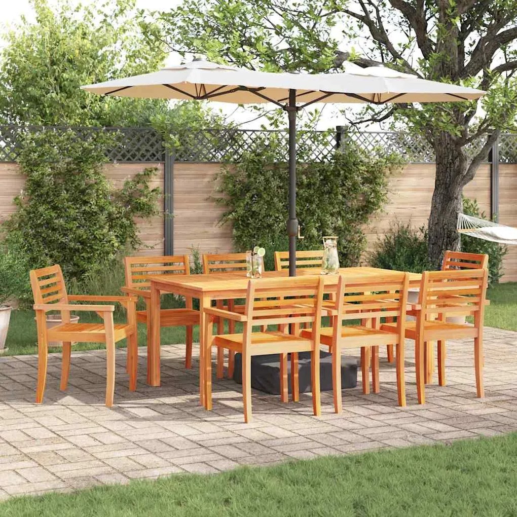 vidaXL Σετ Τραπεζιού 9 pcs Φυσικό 180 x 90 x 75 cm Μασίφ ξύλο ακακίας