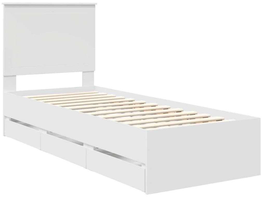 vidaXL Σκελετός Κρεβατιού Λευκό 75 x 190 cm Μηχανήματος Ξύλο