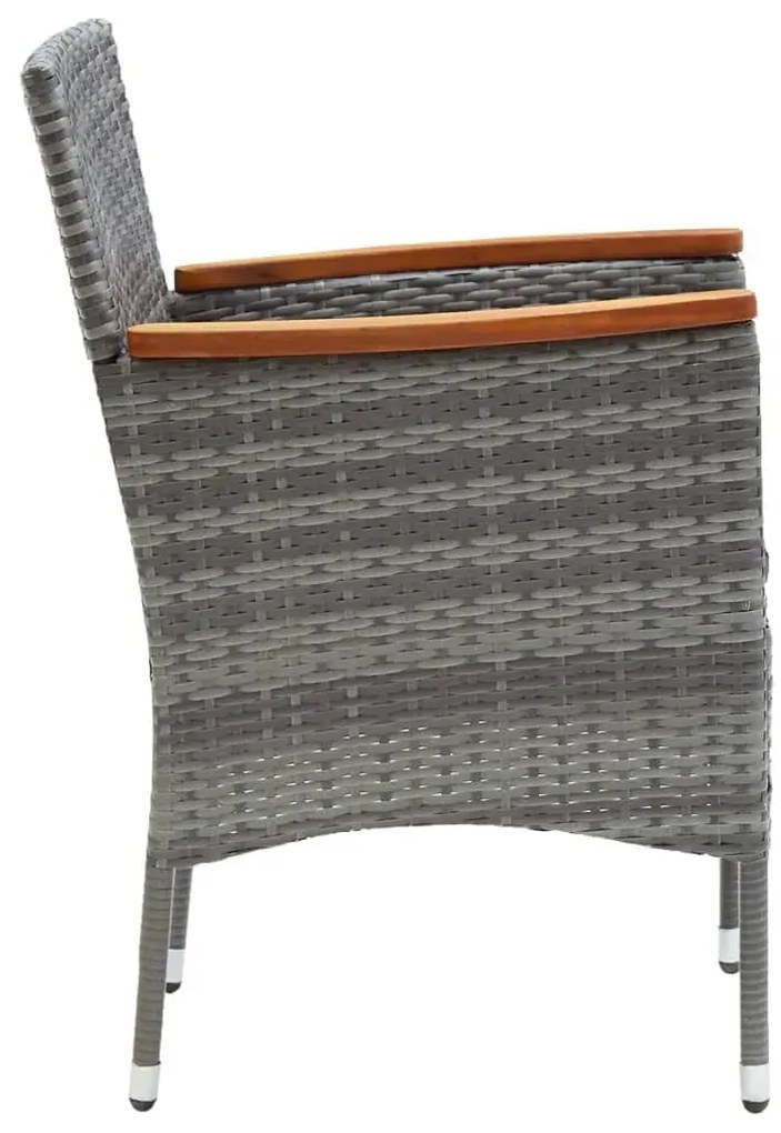 vidaXL Σετ Τραπεζαρίας Κήπου 5 Τεμαχίων Γκρι Συνθ. Ρατάν με Μαξιλάρια