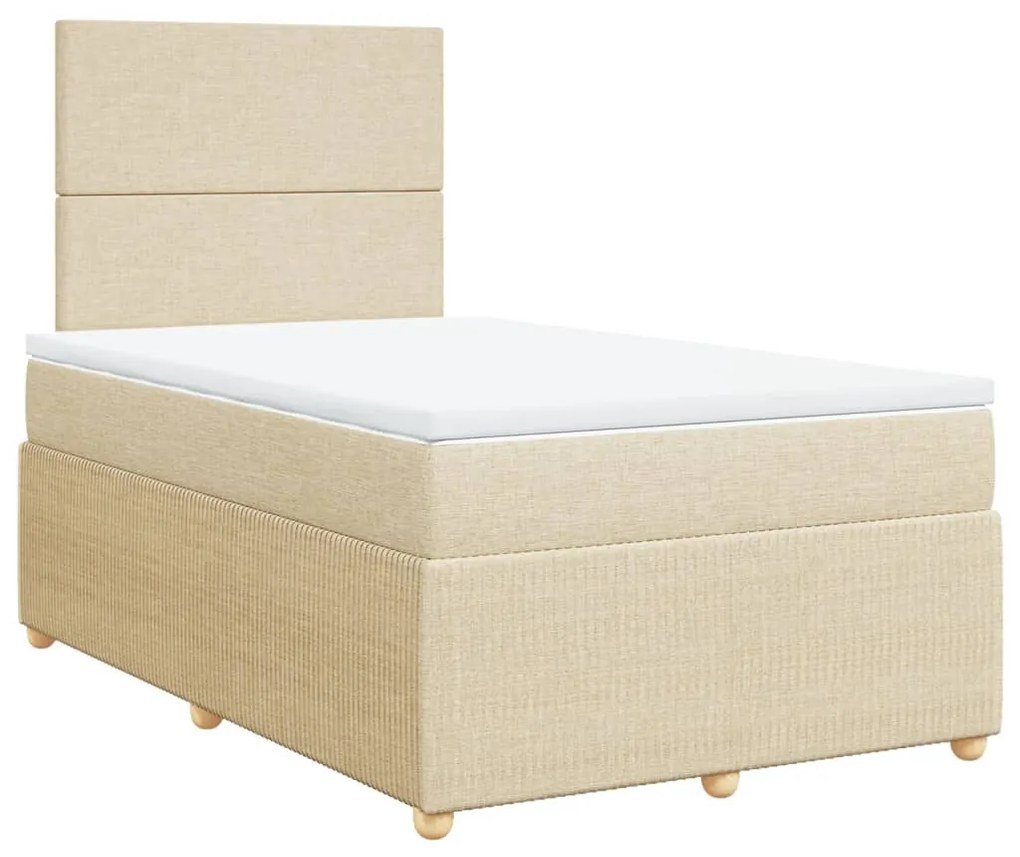 ΚΡΕΒΑΤΙ BOXSPRING ΜΕ ΣΤΡΩΜΑ ΚΡΕΜ 120X190 ΕΚ. ΥΦΑΣΜΑΤΙΝΟ 3294293